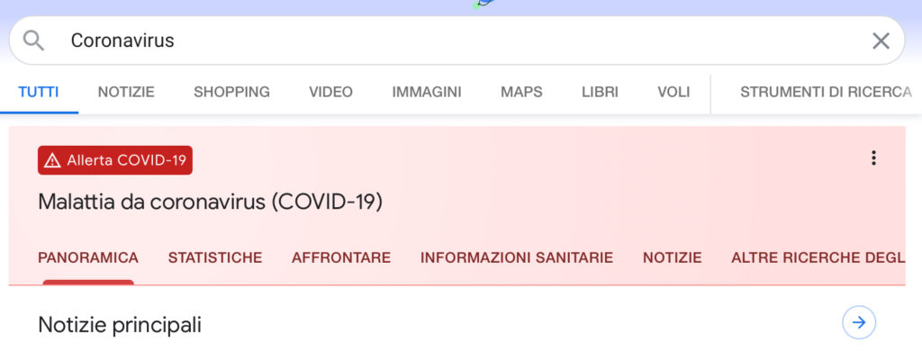 Coronavirus è in assoluto la parola più frequente nelle ricerche Google