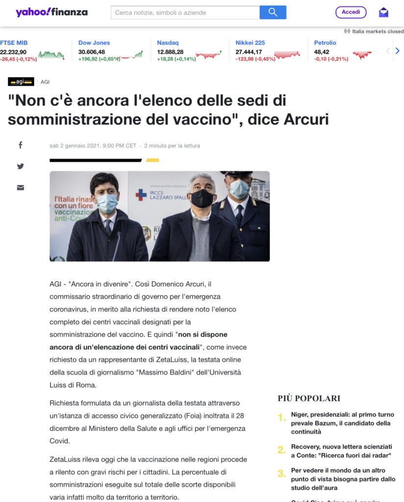 Zetaluiss e Arcuri, il caso vaccini appassiona l'Italia