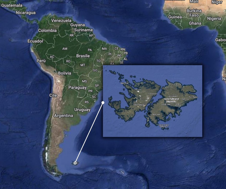 Falkland Malvinas sulla mappa