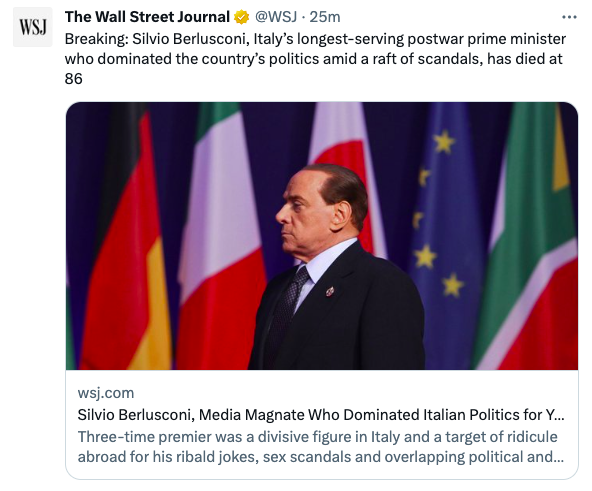Le reazioni dei media mondiali alla morte di Berlusconi