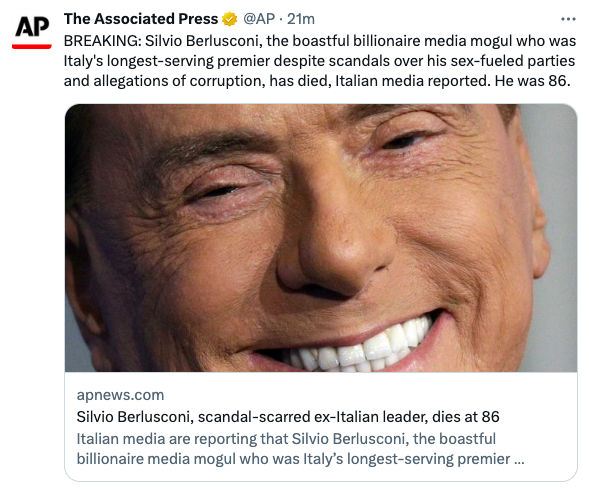 Le reazioni dei media mondiali alla morte di Berlusconi