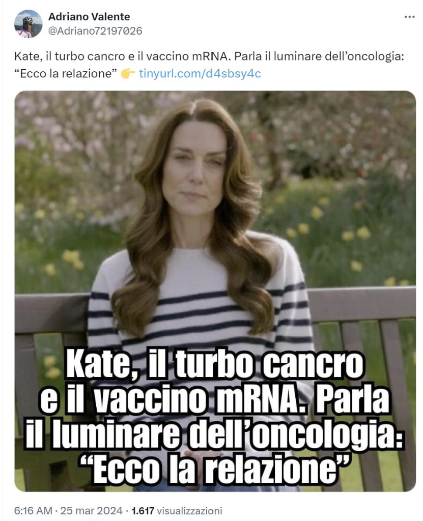 I novax sul presunto turbo cancro di Kate