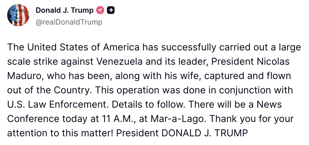 Trump attacca il Venezuela <br>                              «Ora governiamo noi»