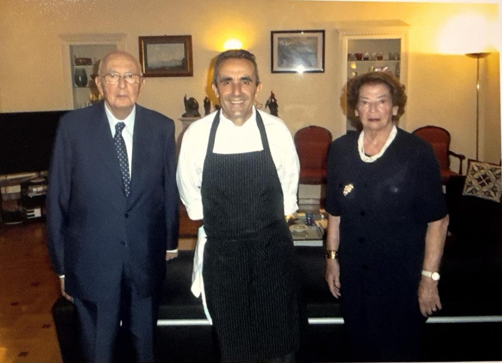 Pietro Catzola con Giorgio Napolitano e la moglie Clio
